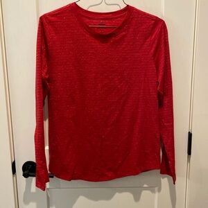 Sonoma‎ Ladies long Sleeve Shirt.  Red w/Silver Stripe.  Size Large.